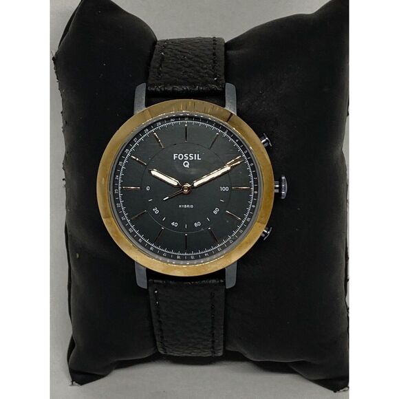 Fossil Saide FTW5081 Women's Black Leather Analog Dial Hybrid Smartwatch VK538 - Picture 1 of 12